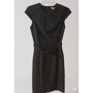 H&M fitted cap sleeve dress featuring front pleats Belted Sz XS
